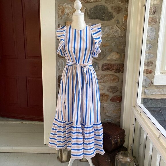 NWT Kate Spade New York stripe poplin cap-sleeve midi dress Womens 4 - Picture 4 of 12